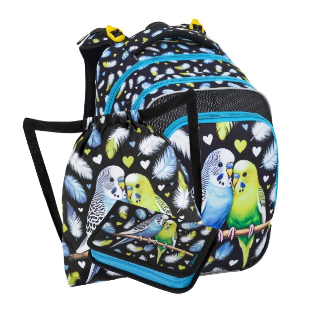 Obrázek z Bagmaster BETA 25 A malý školní set pro prvňáčky – papoušek Černá 18 l 
