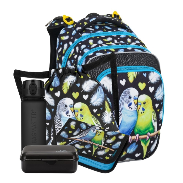 Obrázek z Bagmaster BETA 25 A velký školní set pro prvňáčky – papoušek Černá 18 l 