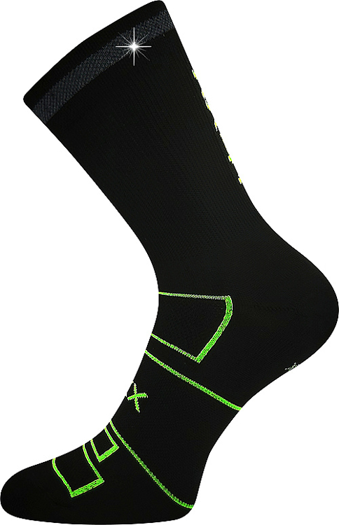 Obrázek z VOXX Ponožky sportovní REFLEXON s reflexním prvkem ČERNÉ s neon zelenou 