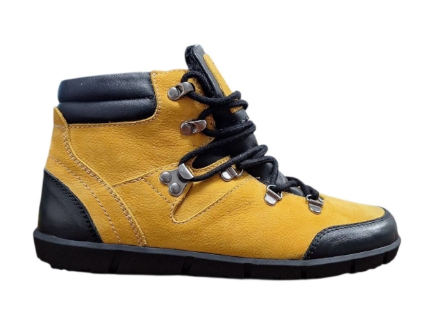 Obrázek z Wild 017-26017 Dámské celokožené barefoot kotníkové boty hořčicové 