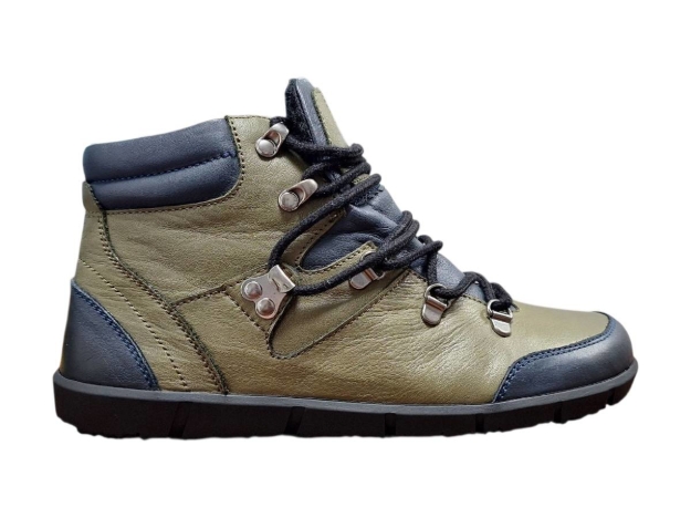 Obrázek z Wild 017-26017 Dámské celokožené barefoot kotníkové boty khaki 