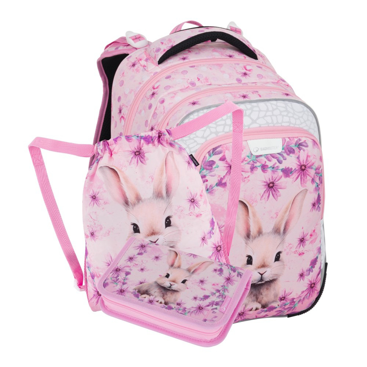 Obrázek z Bagmaster LUMI 25 A malý školní set pro prvňáčky – králíček Růžová 23 l 