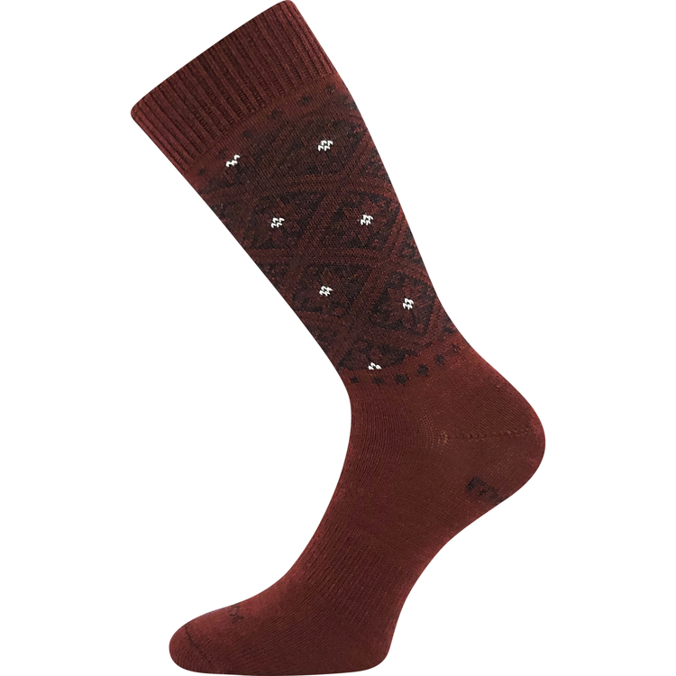 Obrázek z VOXX Ponožky dámské silné NORDKAPP z merino a s ionty stříbra VÍNOVÉ 