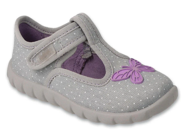 Obrázek z BEFADO 627P004 dívčí bačkorky SZ šedé motýl 