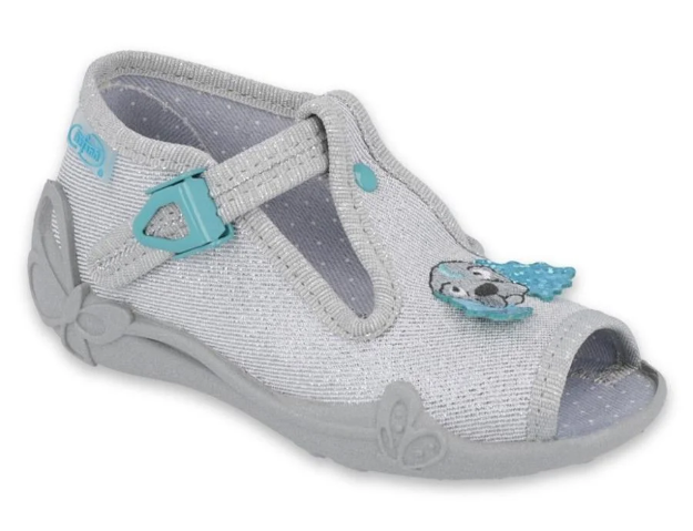 Obrázek z BEFADO 213P121 dívčí bačkorky stříbrné pejsek 