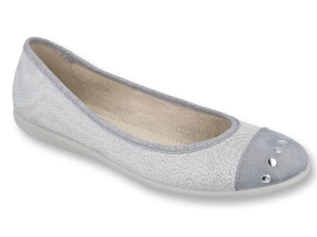 Obrázek z BEFADO 309Q017 LENA baleríny stříbrné tečky ve špici 