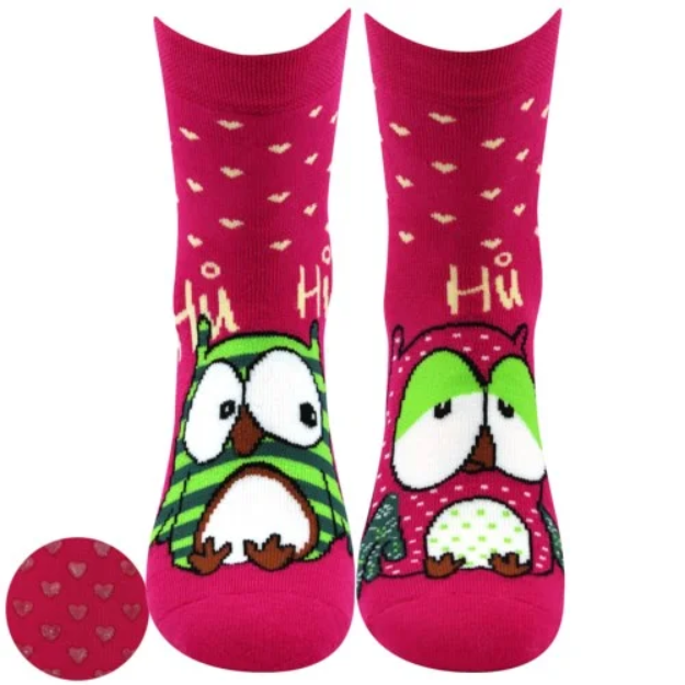 Obrázek z BOMA Ponožky dámské celofroté PRUHANA ABS 12 se sovičkami MAGENTA (3 páry) 