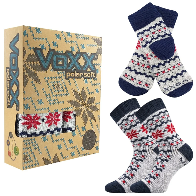Obrázek z VOXX Sada zimních ponožek a pletených palčáků TRONDELAG SET s ionty stříbra SVĚTLE ŠEDÉ MELÉ 