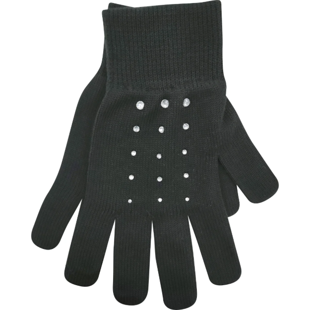 Obrázek z VOXX Rukavice dámské pletené LEAF s kamínky Swarovski ČERNÉ 