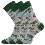 Obrázek z LONKA Ponožky slabé vánoční DAMER obrázkové s AUTÍČKY (3 páry) 