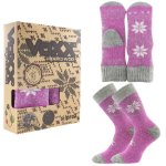 Obrázek z VOXX Sada zimních ponožek a pletených palčáků ALTA SET z merino vlny a alpaky RŮŽOVÉ 