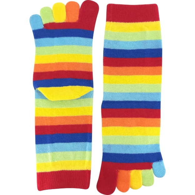 Obrázek z BOMA Ponožky prstové bavlněné PRSTAN 10 pruhované RAINBOW 