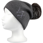 Obrázek z VOXX Čepice dámská pletená CLIO s kamínky a bambulí TMAVĚ ŠEDÁ 