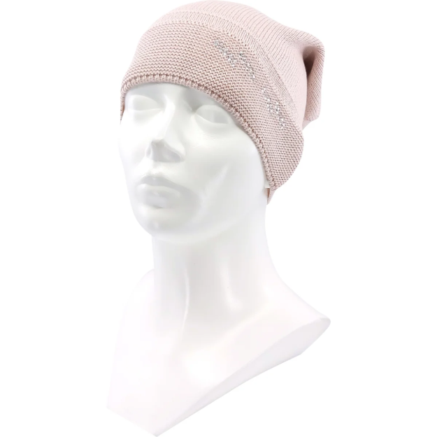 Obrázek z VOXX Čepice dámská pletená MICRA bavlněná s kamínky Swarovski RŮŽOVÁ 