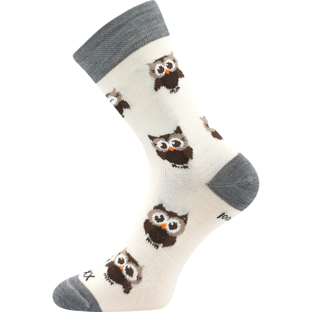 Obrázek z VOXX Ponožky dámské slabé z merino BUBO s ionty stříbra BÍLÉ 
