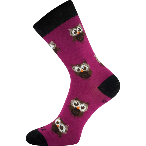 Obrázek z VOXX Ponožky dámské slabé z merino BUBO s ionty stříbra FUXIA 