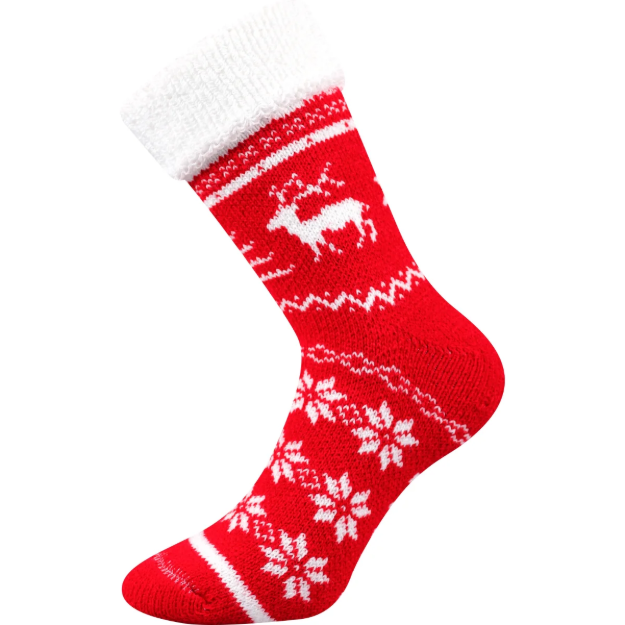 Obrázek z BOMA Ponožky zimní silné NORWAY vlněné ČERVENÉ 