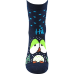 Obrázek z BOMA Ponožky dámské celofroté PRUHANA 12 se sovičkami TMAVĚ MODRÉ (3 páry) 