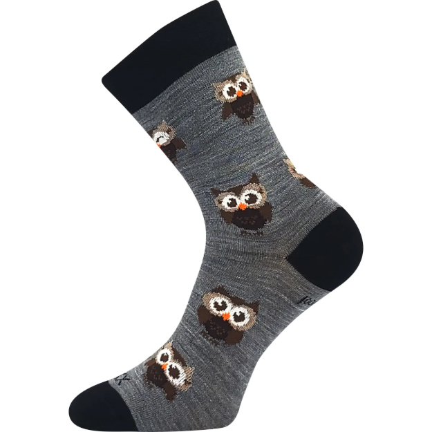 Obrázek z VOXX Ponožky dámské slabé z merino BUBO s ionty stříbra SVĚTLE ŠEDÉ 