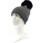 Obrázek z VOXX Čepice dámská pletená GRANDEURA s bambulí a kamínky Swarovski ANTRACITOVÁ 