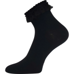 Obrázek z BOMA Ponožky dámské bavlněné zdobené krajkou KRAJKA černé (3 páry) 