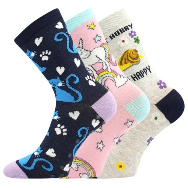 Obrázek z BOMA Ponožky dětské FILIP 07 ABS obrázkové MIX DÍVČÍ (3 páry) 