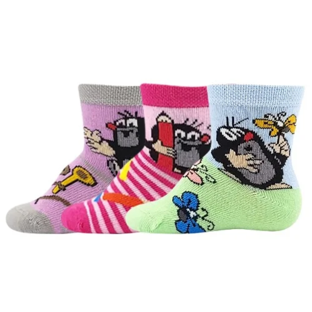Obrázek z BOMA Ponožky kojenecké KRTEČEK obrázkové mix pro holčičky (3 páry) 
