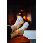 Obrázek z VOXX Ponožky dámské zimní vlněné VELTRA smetanové s levandulovou 