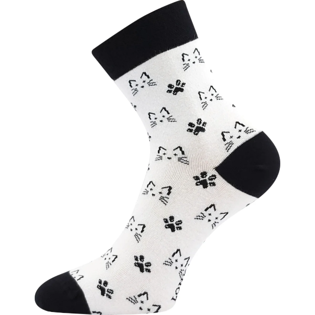 Obrázek z LONKA Ponožky společenské vtipné DEVIVE s obrázky KOČEK v bílé (3 páry) 