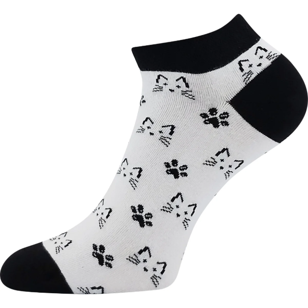 Obrázek z LONKA Ponožky barevné DEWOW s obrázky KOČEK v bílé (3 páry) 