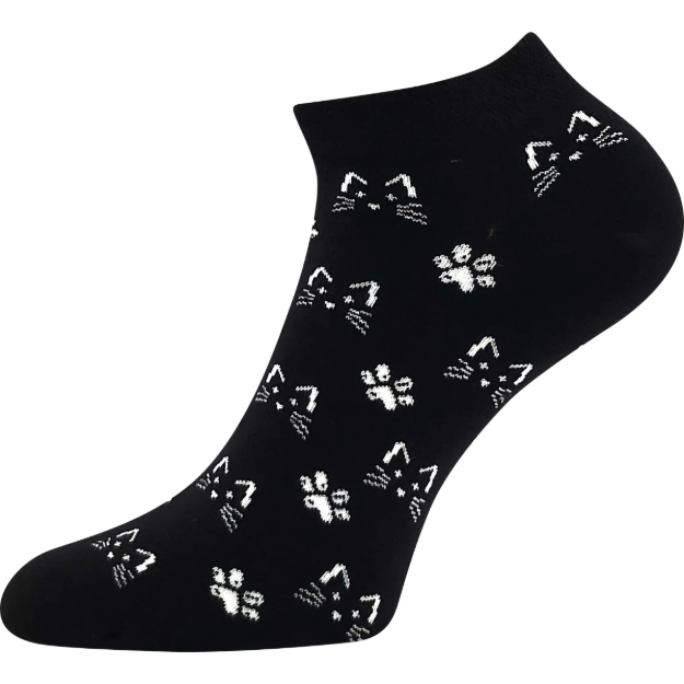 Obrázek z LONKA Ponožky barevné DEWOW s obrázky KOČEK v černé (3 páry) 