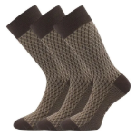 Obrázek z LONKA Ponožky pánské žakárové ŽERYK s bavlnou HNĚDÉ (3 páry) 