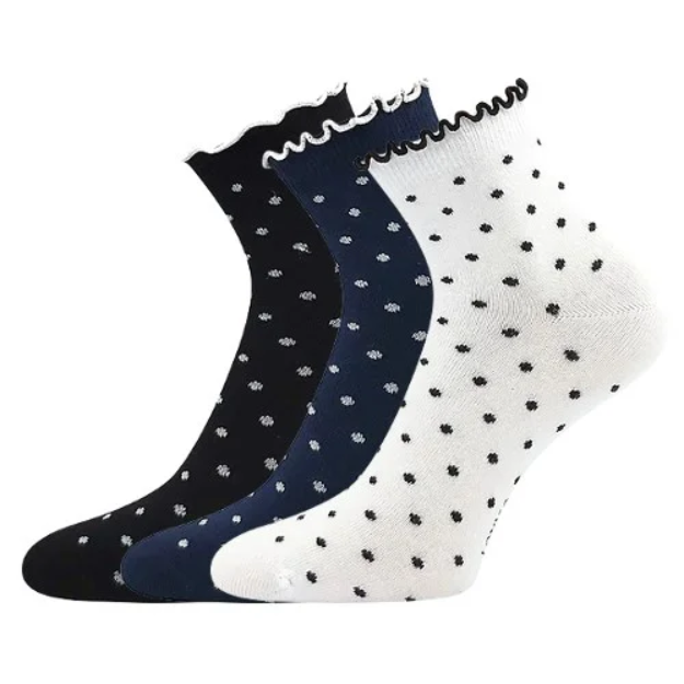 Obrázek z LONKA Ponožky dámské SOPHIA s ozdobným lemem MIX s puntíky (3 páry) 