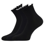 Obrázek z LONKA Ponožky dámské SOPHIA s ozdobným lemem MIX ČERNÉ (3 páry) 