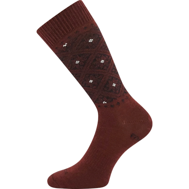 Obrázek z VOXX Ponožky dámské silné NORDKAPP z merino a s ionty stříbra VÍNOVÉ 