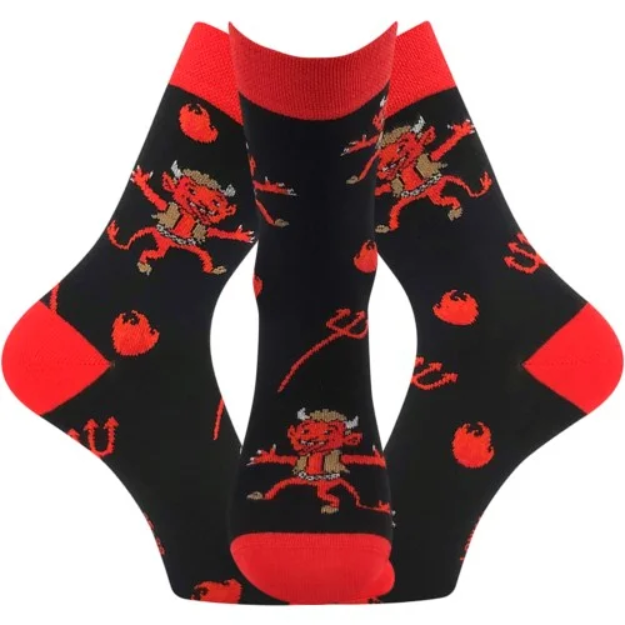 Obrázek z LONKA Ponožky dětské mikulášské TREPIFAJXLÍK s obrázky ČERTŮ (3 páry) 