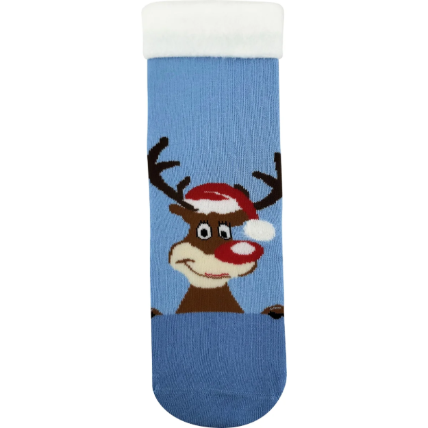 Obrázek z LONKA Ponožky dámské celofroté MEDEA s vánočním obrázkem SOBA světle modré (3 páry) 