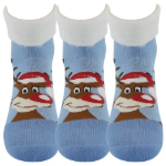 Obrázek z LONKA Ponožky dámské celofroté MEDEA s vánočním obrázkem SOBA světle modré (3 páry) 