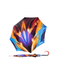 Obrázek z DOPPLER MANUFAKTUR Elegance Boheme Flame - dámský luxusní deštník s abstraktním potiskem plamenů modrá 