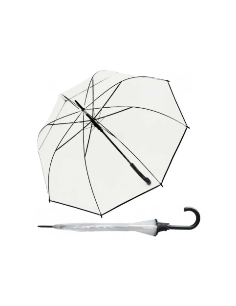 Obrázek z DERBY Hit Long Automatik Transparent - průhledný dámský vystřelovací holový deštník černá 