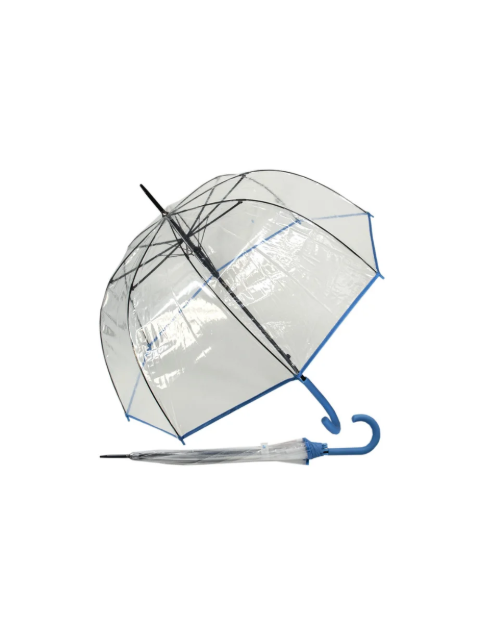Obrázek z DERBY Hit Long Automatik Transparent - průhledný dámský vystřelovací holový deštník modrá 