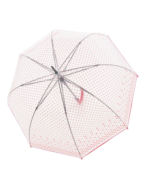 Obrázek z DERBY Hit Long Automatik Transparent - průhledný dámský vystřelovací holový deštník červená 