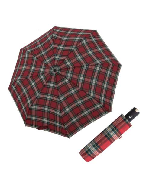 Obrázek z DOPPLER Carbonsteel Magic Check Red - dámský plně automatický deštník červená 