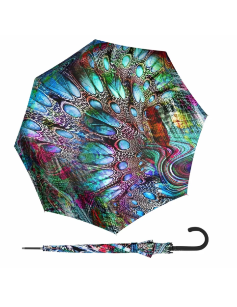 Obrázek z DOPPLER Fiber Flex AC Pavone- dámský holový vystřelovací deštník vícebarevný 