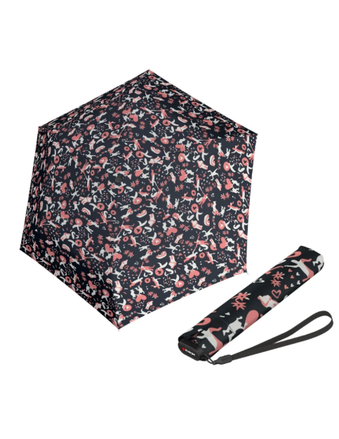 Obrázek z Knirps US.050 ultra light slim manual embracing black - lehký dámský skládací plochý deštník vícebarevný 
