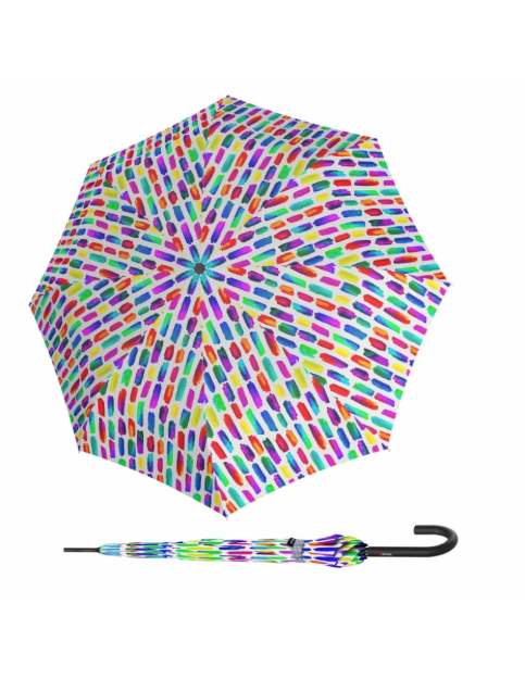 Obrázek z Knirps A.760 stick automatic create crystal elegantní holový vystřelovací deštník antracit 