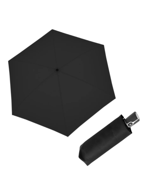 Obrázek z DOPPLER Fiber Micro Flat uni black - dámský/pánský plně automatický deštník černá 
