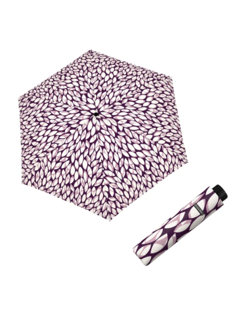 Obrázek z DOPPLER Fiber Havanna Leaves indigo - dámský skládací deštník 