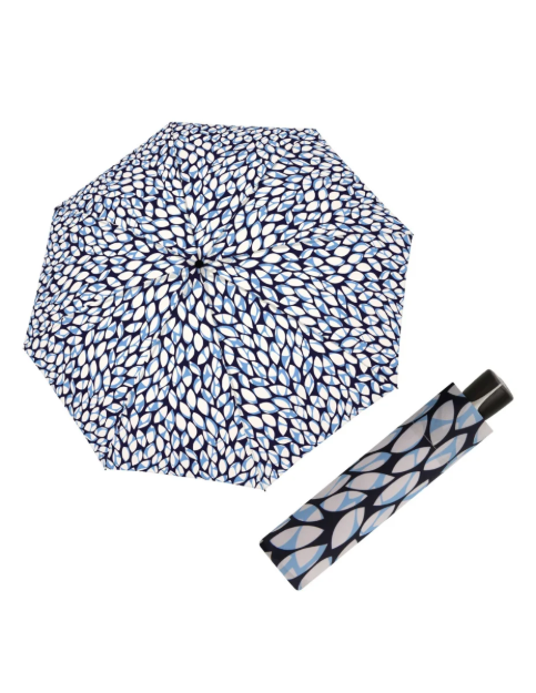 Obrázek z DOPPLER Fiber Mini Leaves blue - dámský skládací deštník 