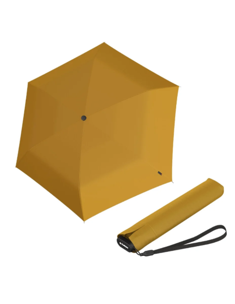 Obrázek z Knirps US.050 ultra light slim manual curry - lehký dámský skládací plochý deštník hořčicová 
